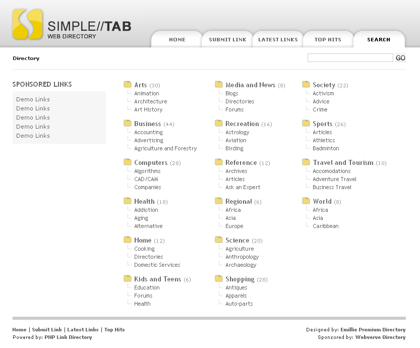 SIMPLE TAB - Free PHPLD Template by Webverve Directory